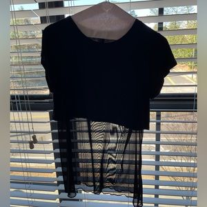 Black tee with sheer stomach